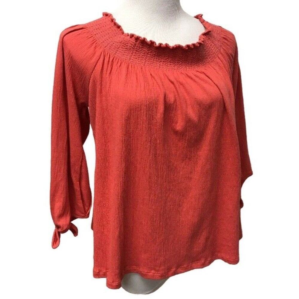 Jessica Simpson Top Womens Medium Orange Smocked